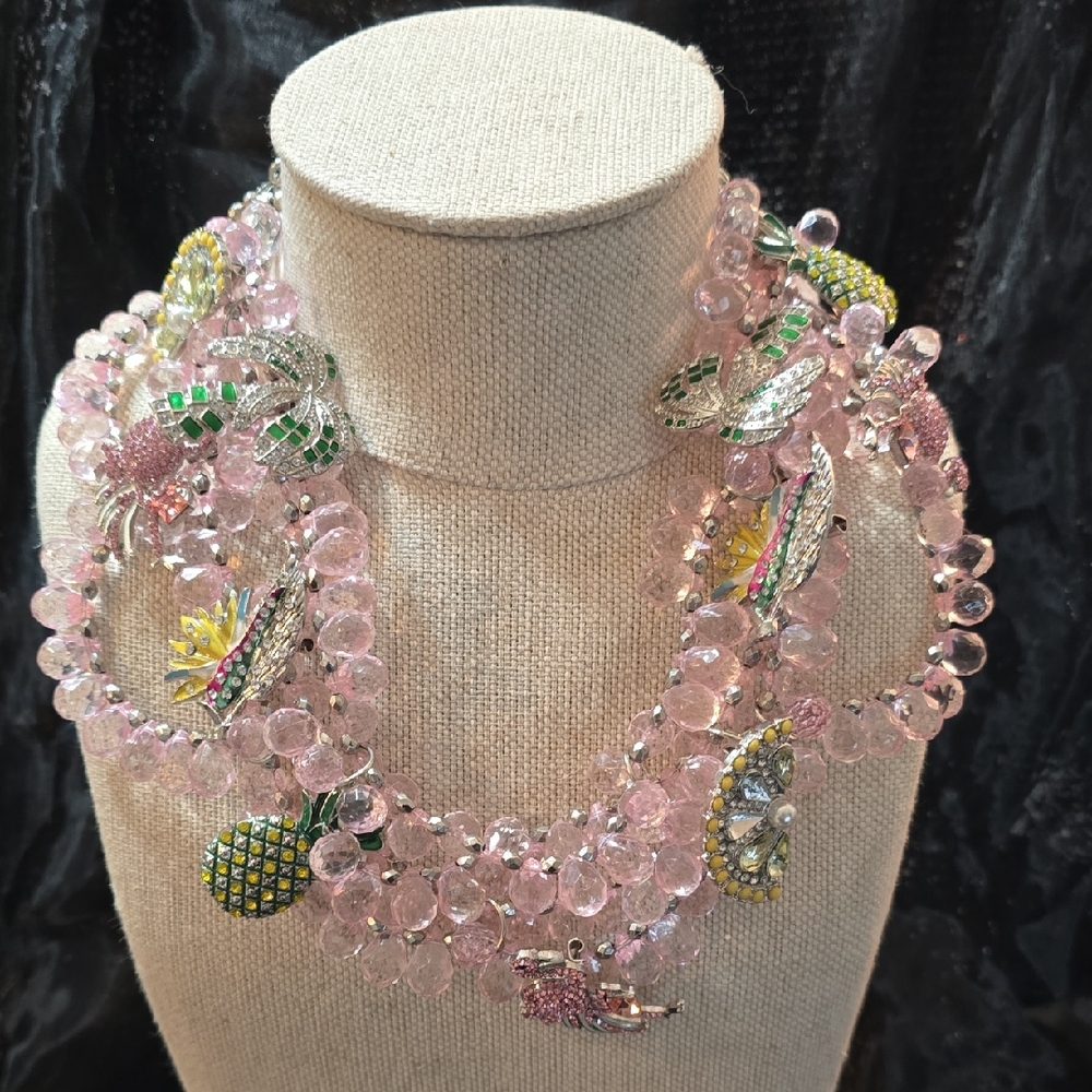 Sassy Jones Pink and Silver Beaded Necklace
